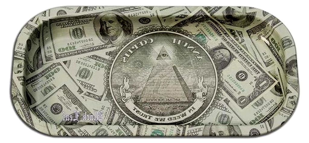Metall Mischtablett | Stilvolle Bauunterlage, 20x10cm In Weed We Trust Dollar