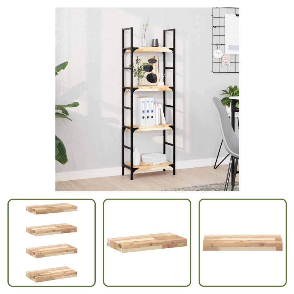 The Living Store Schweberegale 4 Stk. 40x20x4 cm Massivholz Akazie Unbehandelt