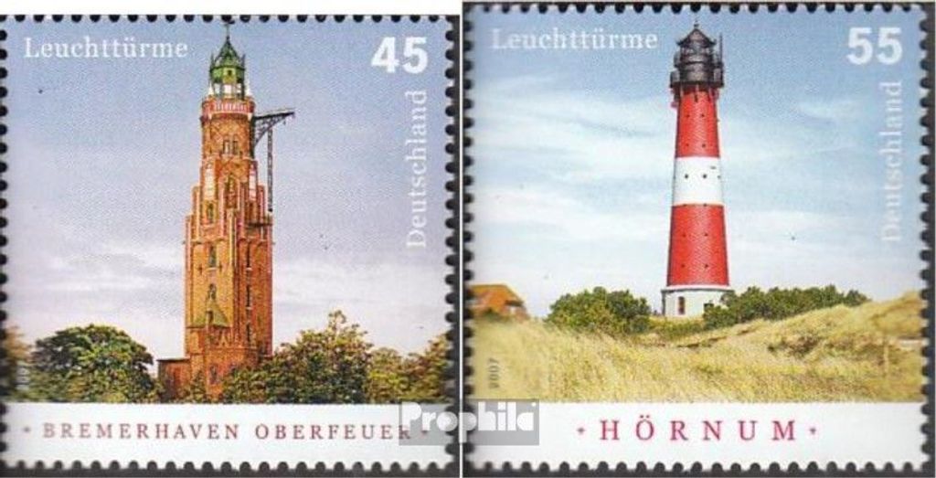 Briefmarken BRD (BR.Deutschland) 2007 Mi 2612-2613 (kompl.Ausg.) gestempelt Leuchttürme