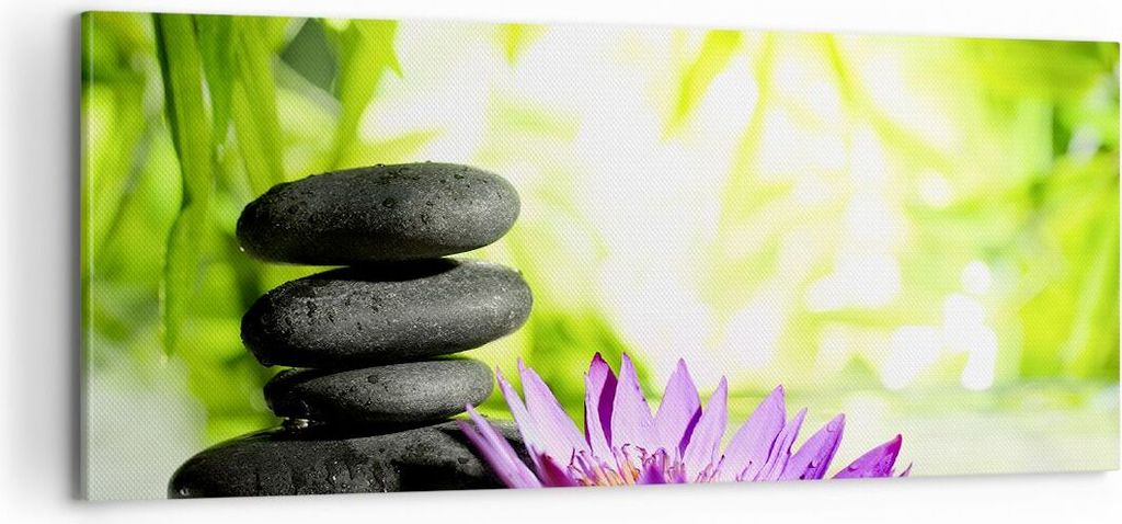 Bild auf Leinwand - Leinwandbild - Spa bambus blume wasser - 100x40cm - Wand Bild - Wanddeko - Leinwanddruck - Bilder - Kunstdruck - Wanddekoration...