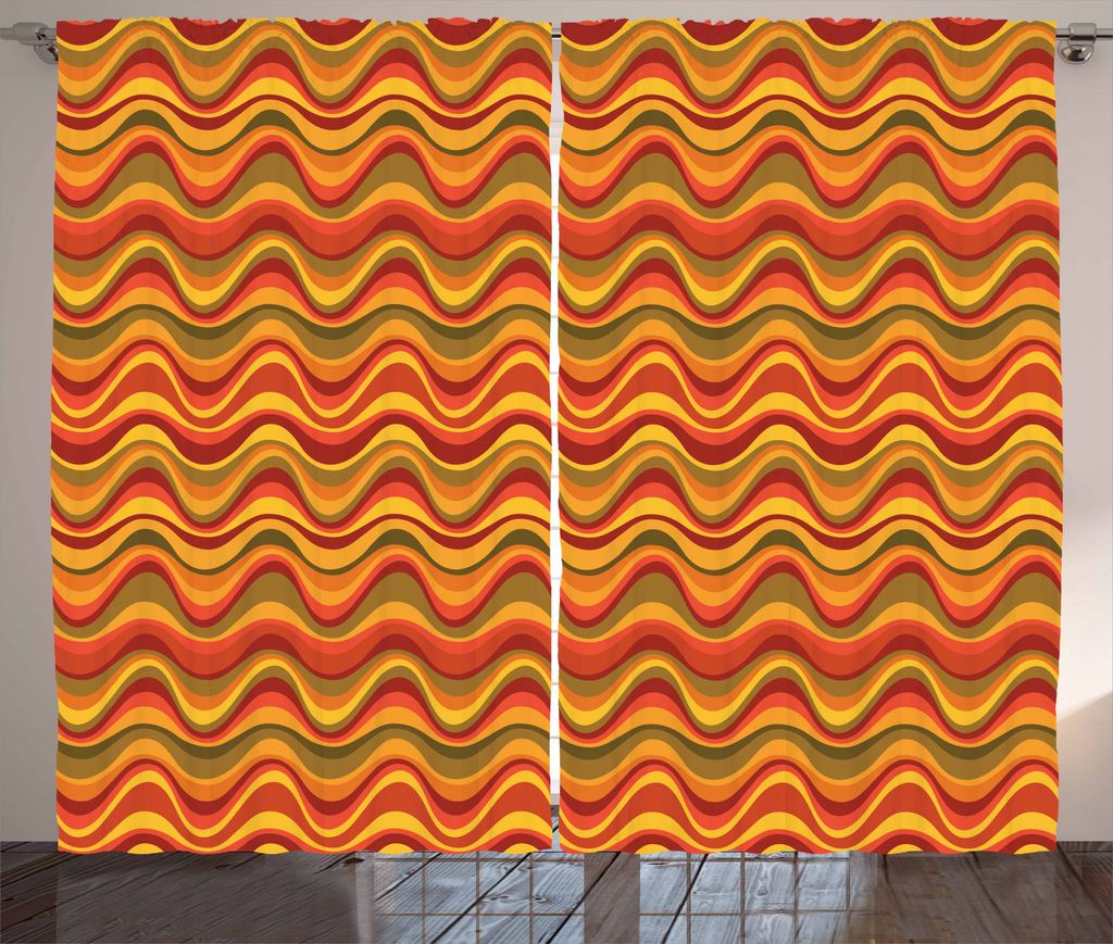 ABAKUHAUS Geometrisch Rustikaler Vorhang, Wüste Düne Muster, Wohnzimmer Universalband Gardinen mit Schlaufen und Haken, 280 x 225 cm, Mehrfarbig