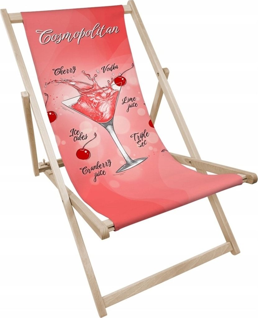 Skladacie drevené záhradné ležadlo s motívom Cosmopolitan – Obrázok produktu 