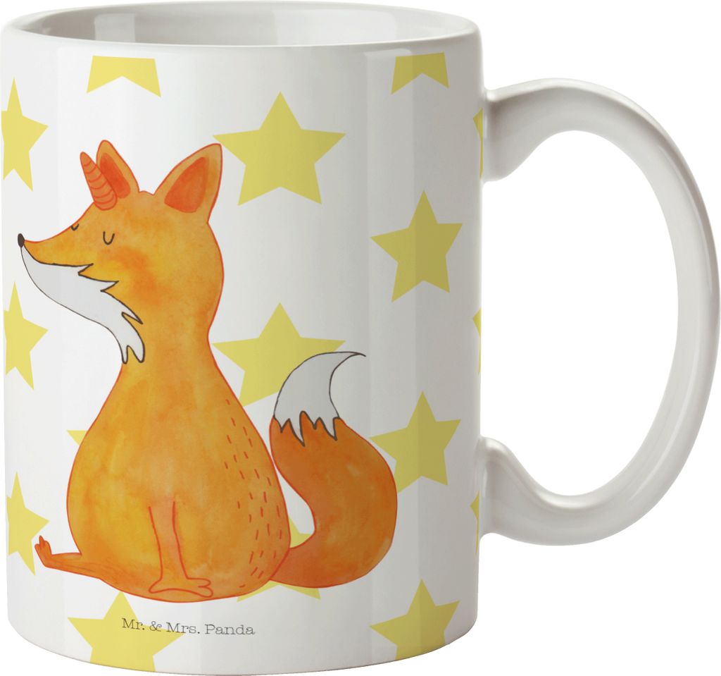 Mr. & Mrs. Panda Teebecher Einhorn Fuchs - Weiß - Geschenk, Kaffeebecher, Einhörner, Unicorns, Henkelpott, Unicorn, Geschenktasse, Füchse, Kaffe...