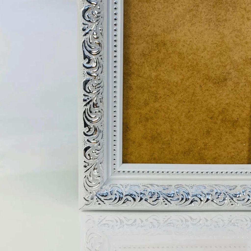 Bilderrahmen "Rubens" - Farbe: Weiß Silber - Größe: 10 x 15 cm