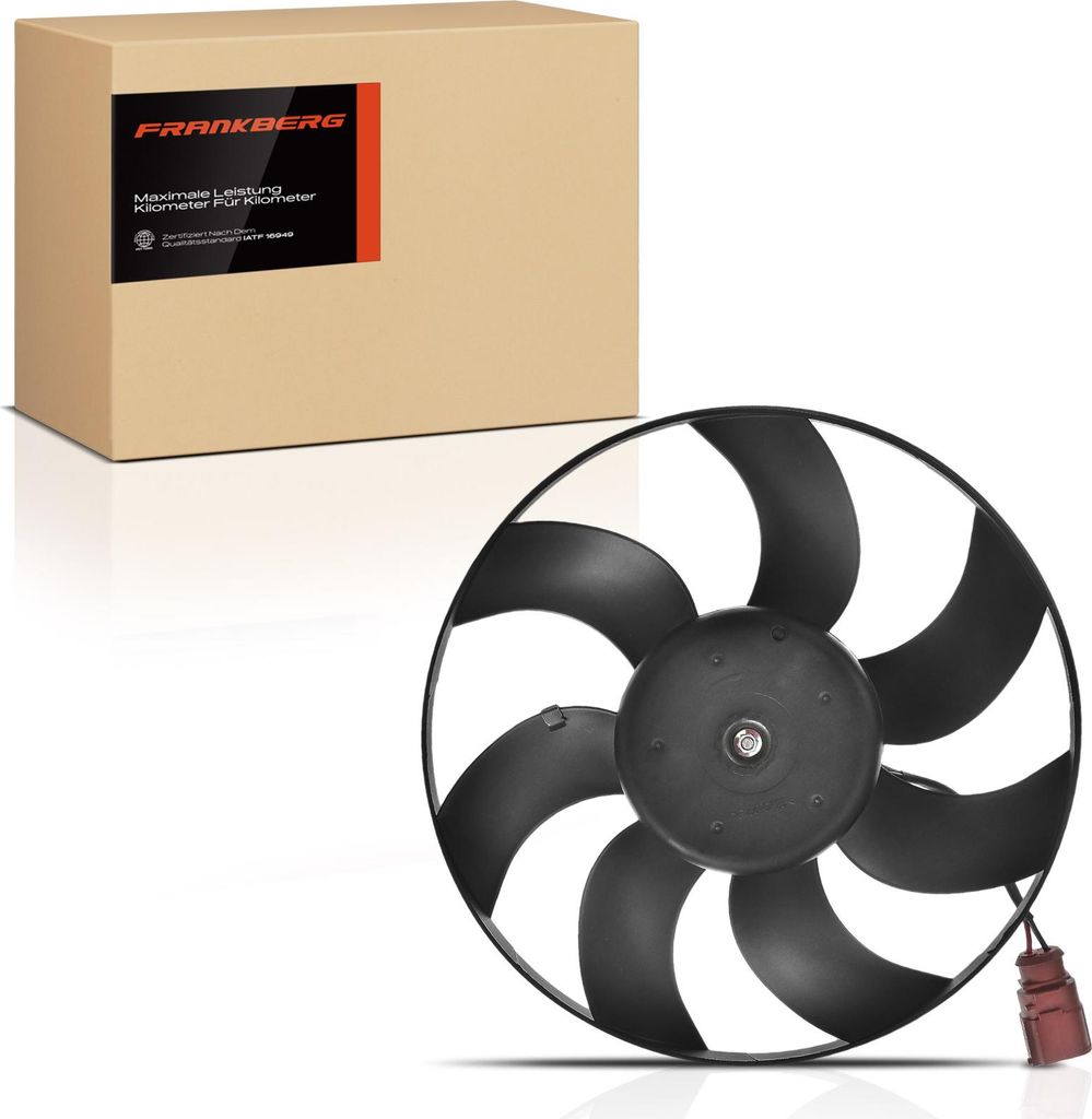 Frankberg 1x Motorkühller Einfachlüfter ohne Kühlerlüfterrahmen VW Golf 5 Audi A3 Seat Skoda