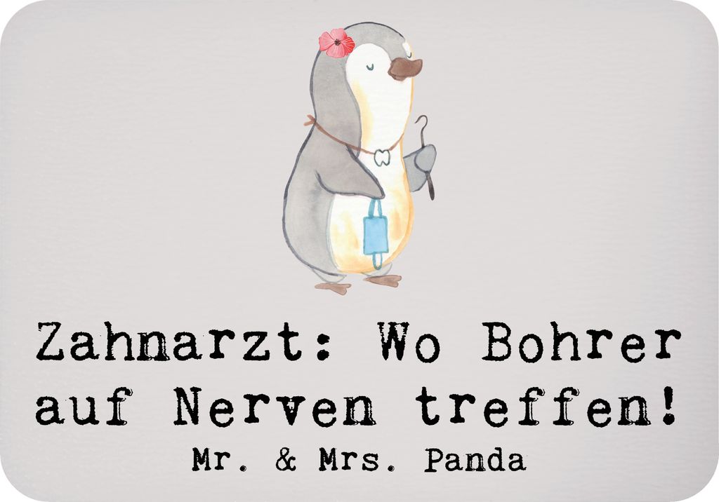 Mr. & Mrs. Panda magnet Zahnarzt Nerven - Grau Pastell - Geschenk, Beruf, rechteckmagnet, designmagnet, Zahnpflege, Hingabe, Lächeln, Kühlschrank...