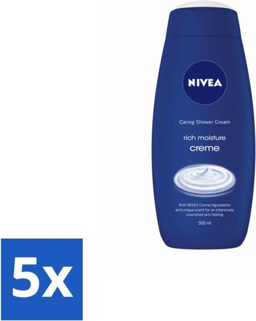 NIVEA - Duschcreme - Reichhaltige Feuchtigkeit - Pflegendes Hautgefühl - 500 ml - Vorteilspack - 5 Stücke