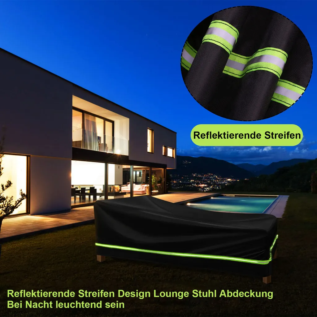 Copri Lettino Giardino Impermeabile 210D Oxford Nero 210x75x80cm - 5