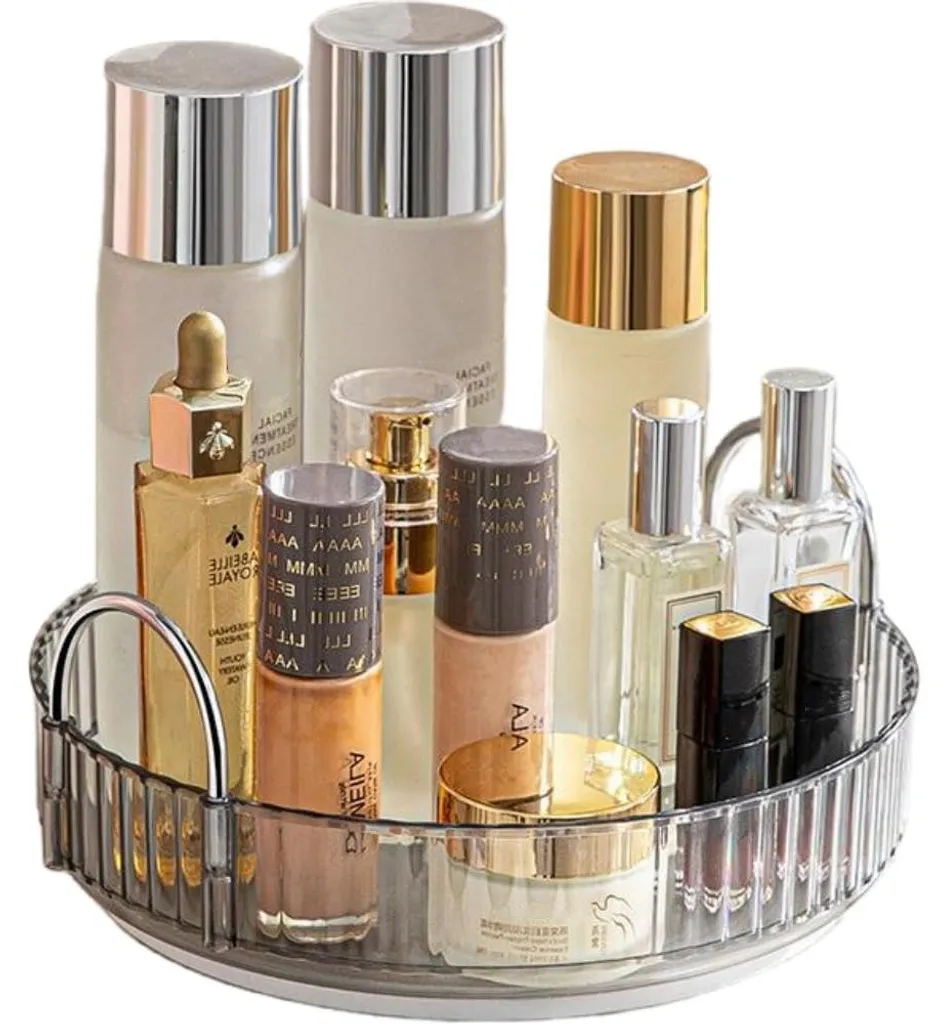 Rangement de salle de bain pour soins et beauté, tournette grise 360