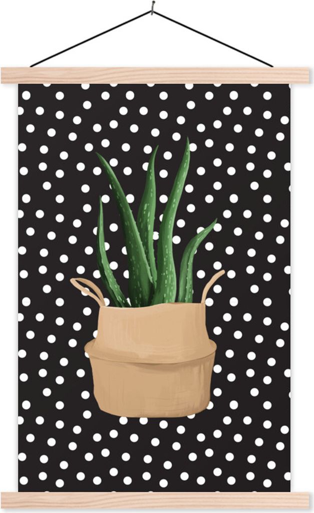 MuchoWow Textilposter Pflanzen - Zimmerpflanze - Aloe Vera 120x180 cm mit holzfarbenen Rahmen - Textil-Plakat