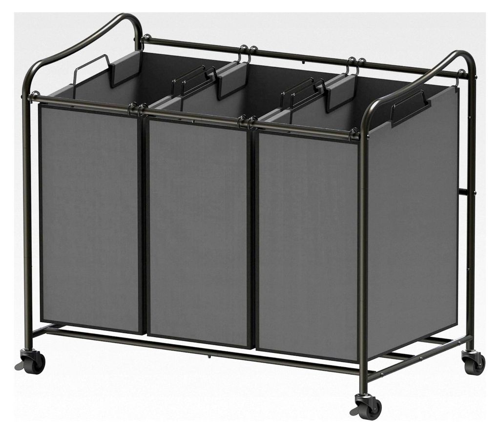 Wäschesortierwagen mit 3 Beuteln, dunkelgrau