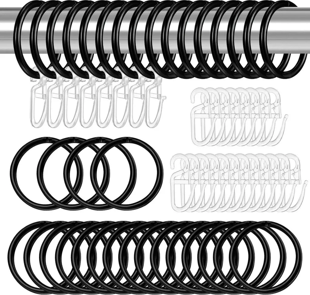 Anneaux Rideaux 32mm Plastique Blanc Anti-Bruit avec Crochets Heyu-Lotus
