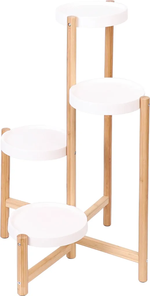 Support pour plantes en bambou L à 4 étages - Porte-fleurs intérieur