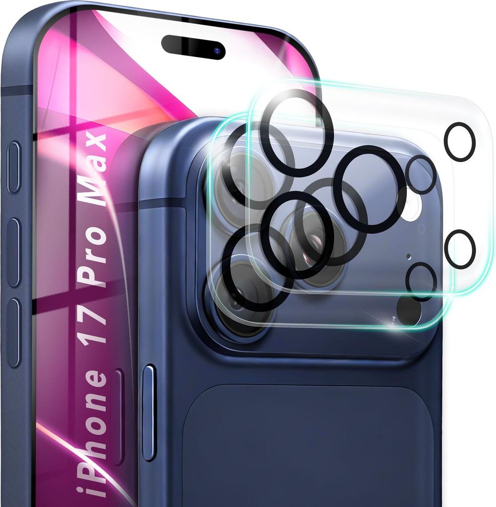 2x Kamera Schutzglas "Focus.X2 MAX" für Apple iPhone 17 Pro Max - Anti-Reflex Ringe / Case Friendly / Smart & Robust / Objektiv Glas - Transparent