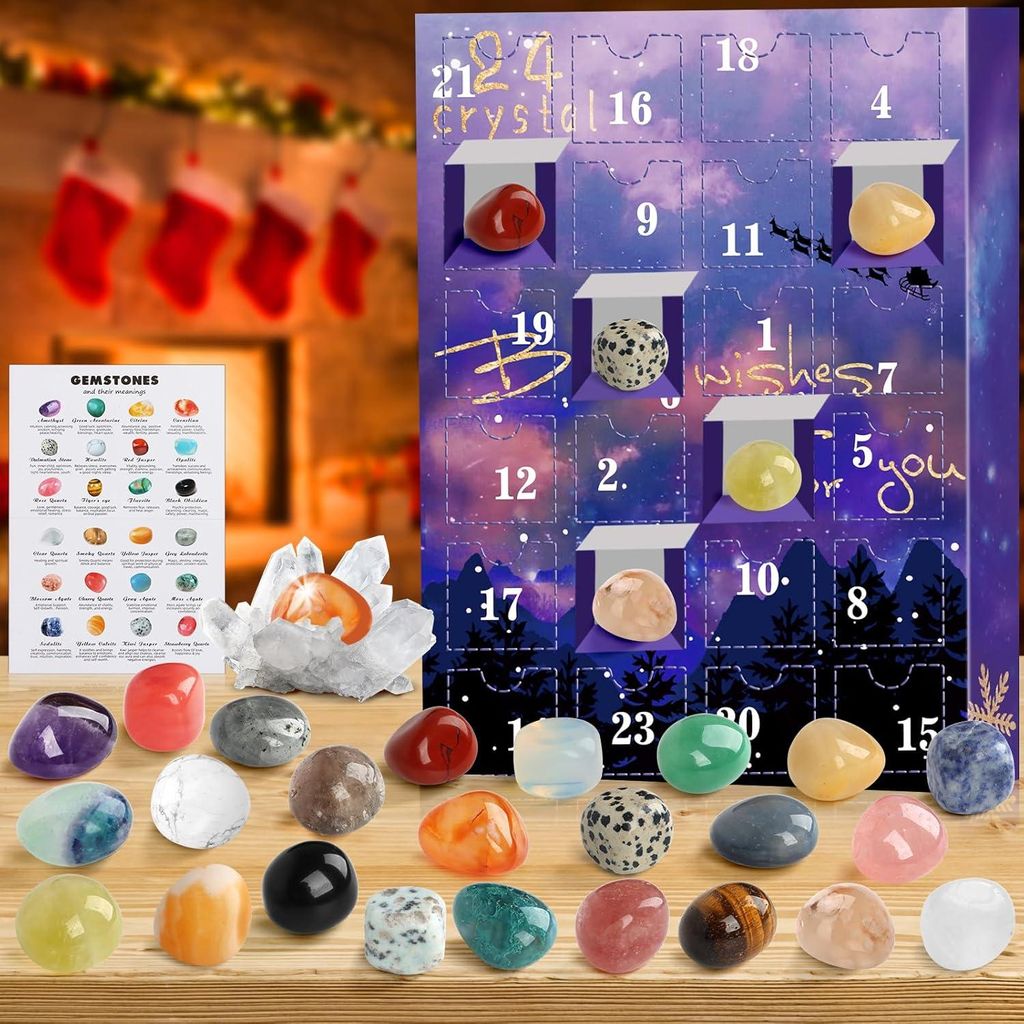 Edelstein Adventskalender 2025 Kinder, 24 Tage Kristalle Produktbild 