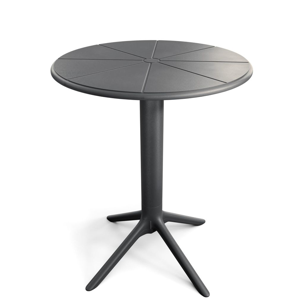 di volio Gartentisch DEGO - runder Outdoor Tisch für Balkon & Terrasse, Ø60 cm, wetterfest - schwarz