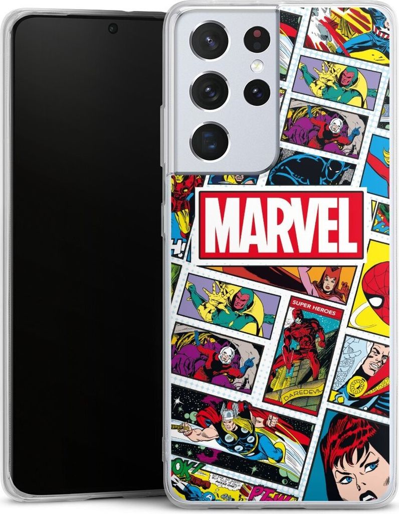 DeinDesign Handyhülle für Samsung Galaxy S21 Ultra 5G Silikon Hülle Case Smartphone Schutzhülle Comic Muster Marvel
