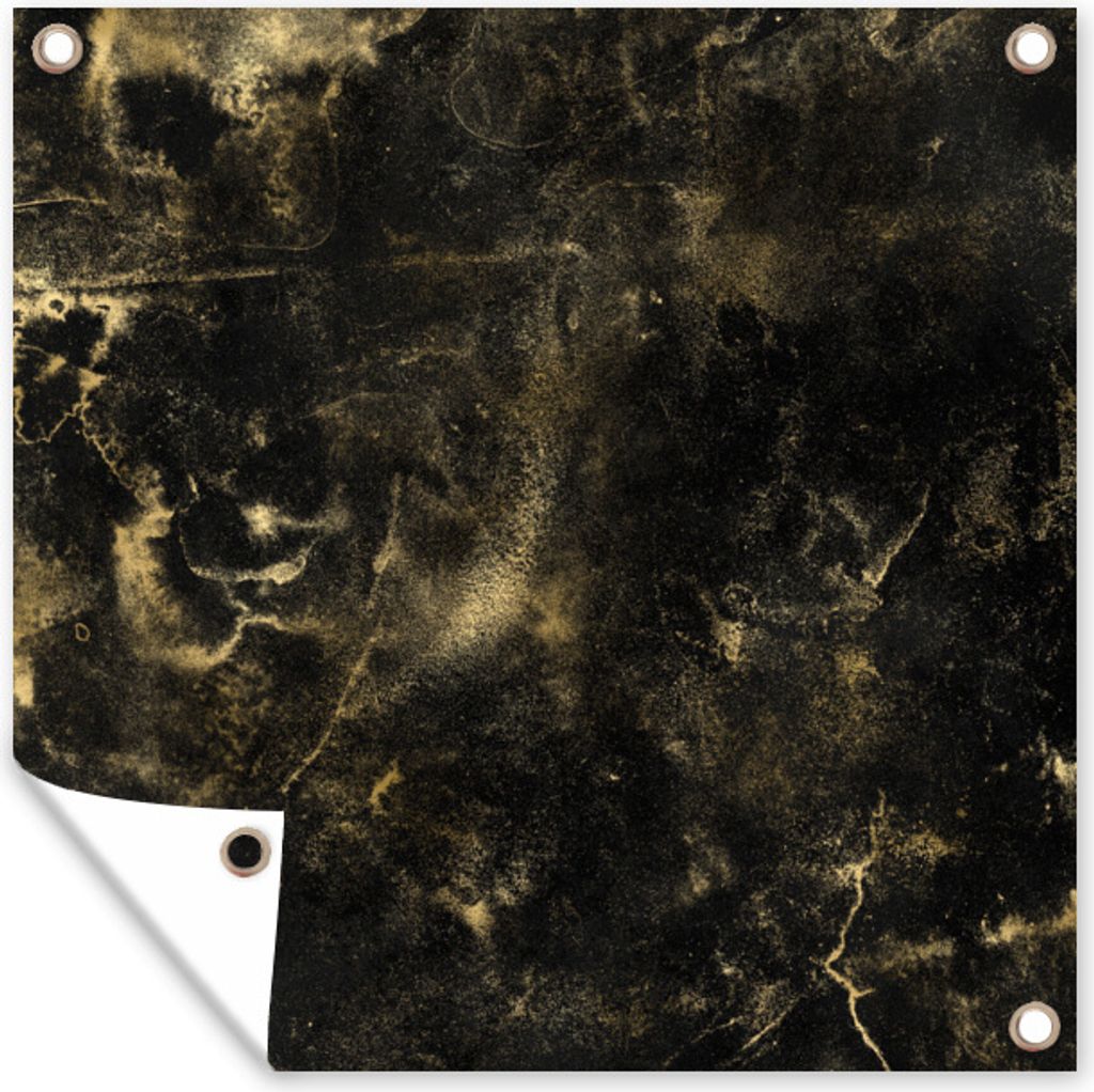 MuchoWow 100x100 cm Outdoor-Poster Gartendeko Sichtschutz Garten Poster für den Garten Gold - Schwarz - Luxus - Textur