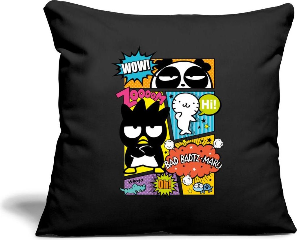 Spreadshirt Bad Badtz-Maru Mit Freunden Im Comic Stil Kissenbezug 45x45 cm, One size, Schwarz