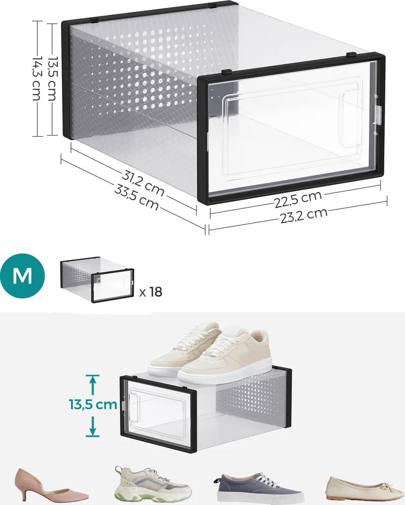 Boîtes à Chaussures Taille 44 avec Porte Transparente et Aération x18 - 5