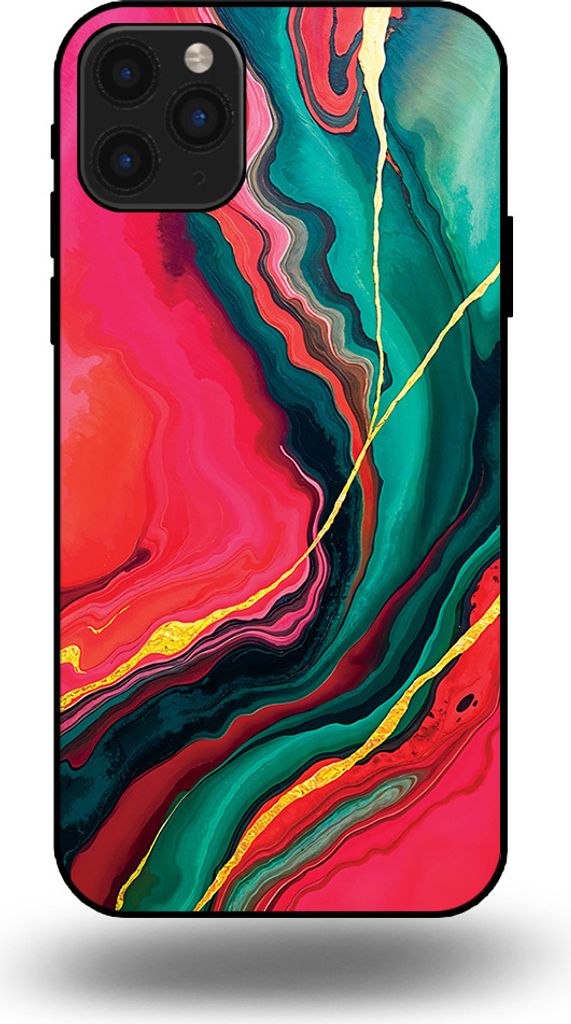 Smartphonica Telefon Fall geeignet für iPhone 11 Pro Max mit roten grünen Marmor Print - TPU Backcover Fall rot grünen Marmor Design