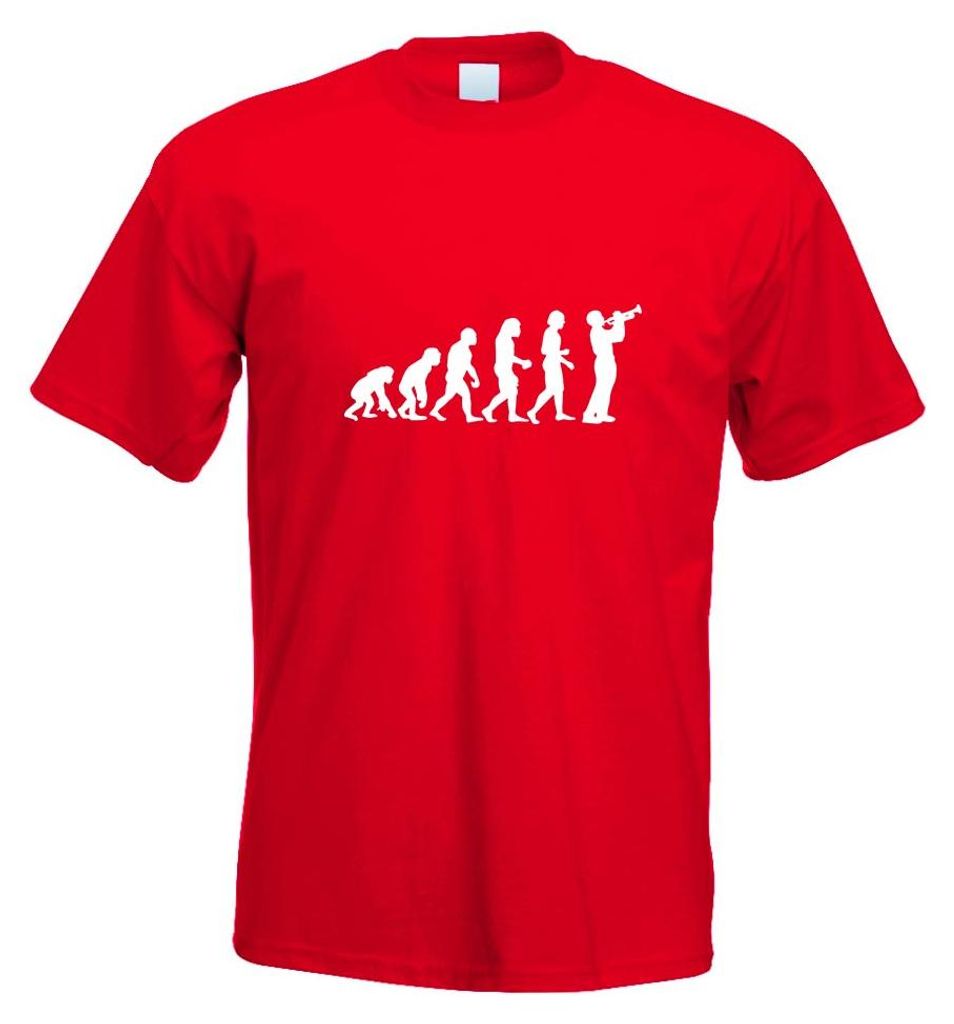 Kiwistar - T-Shirt - rot - Evolution Trompetenspieler Motiv Bedruckt Funshirt Design Print - mit Motiv Bedruckt - Funshirt Design - Sport - Freizei...