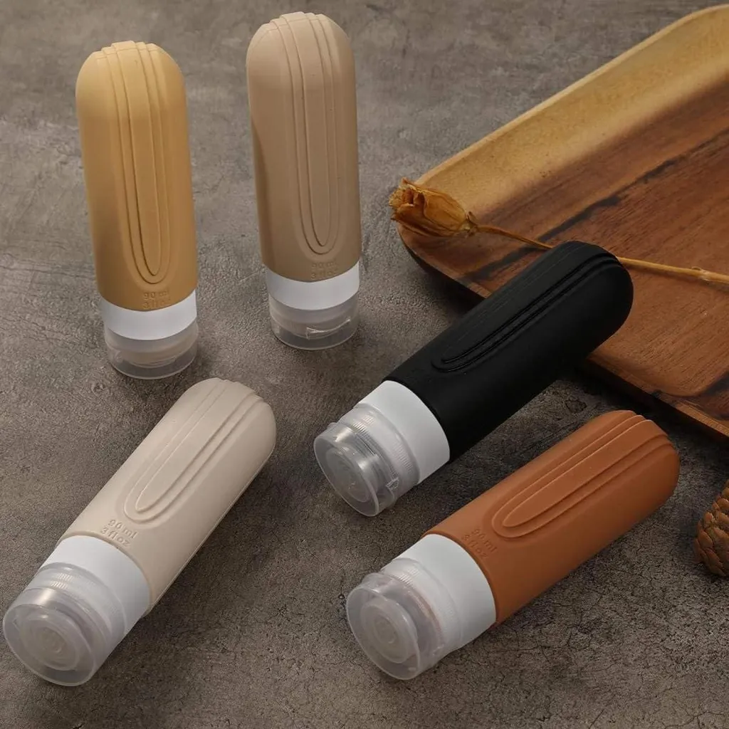Flacons de voyage rechargeables en silicone souple - Lot de 5 pièces