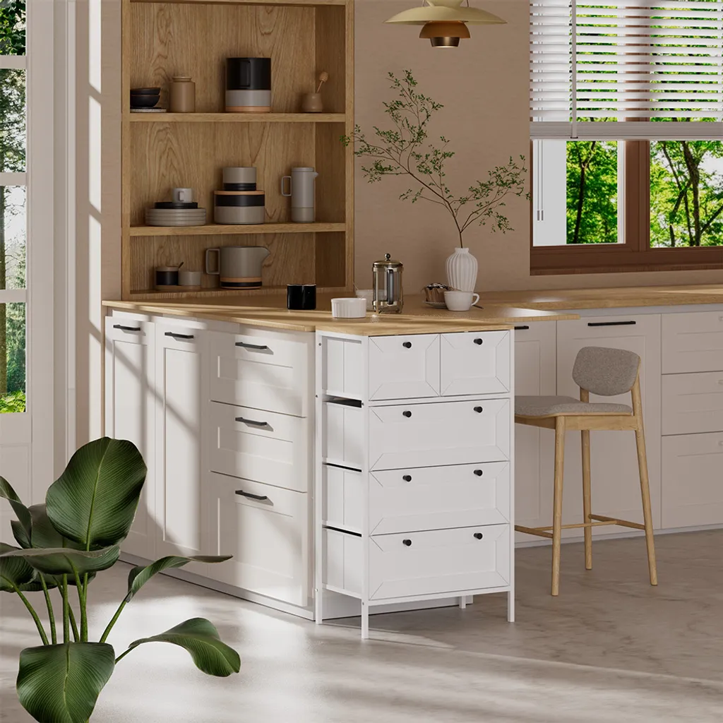 Vicco Tavolino Belaro, 56 x 95 cm con 5 cassetti, Bianco