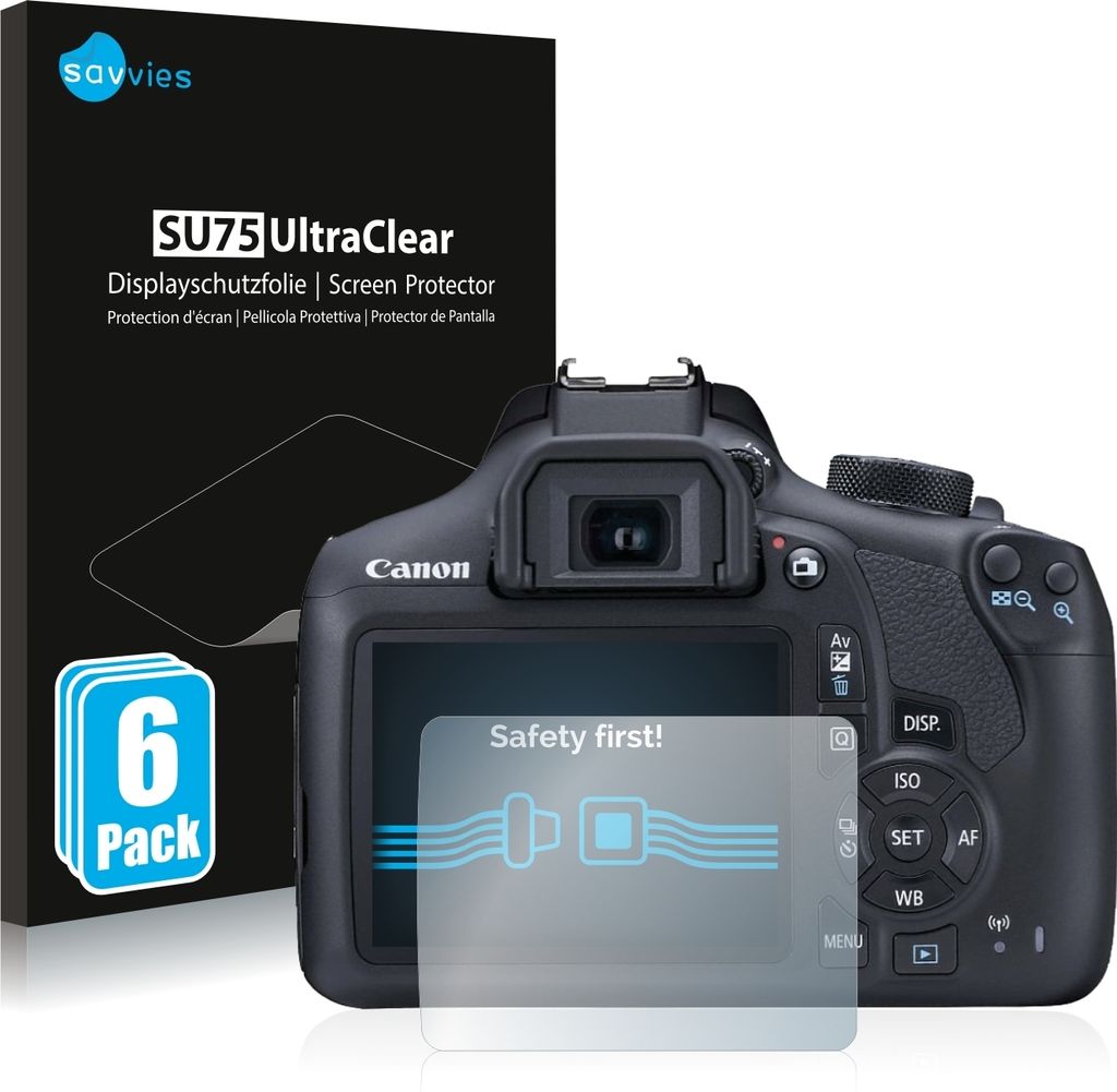 6x Für Canon EOS 1300D Schutzfolie Savvies Displayschutz Display Schutz Folie Klar Transparent