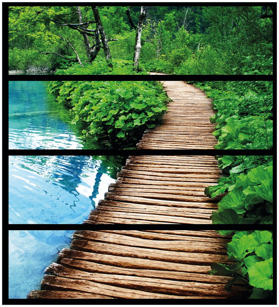 Wallario Möbelfolie / Aufkleber, geeignet für Ikea Malm Kommode mit 4 Schubfächern - Holzweg im Wald