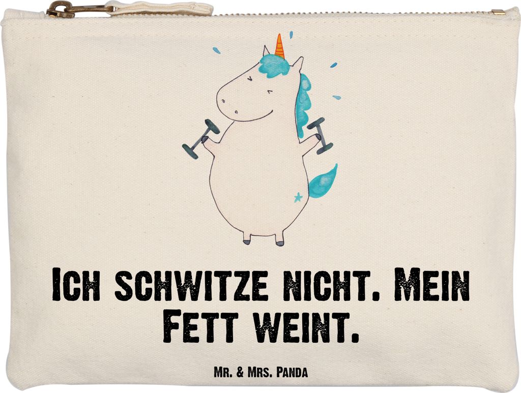 Mr. & Mrs. Panda beauty tasche Einhorn Fitness Grösse XL Große - Weiß - Geschenk, Pouch, Unicorn, Kulturtasche, Fitnessstudio, Abnehmen, Federma...