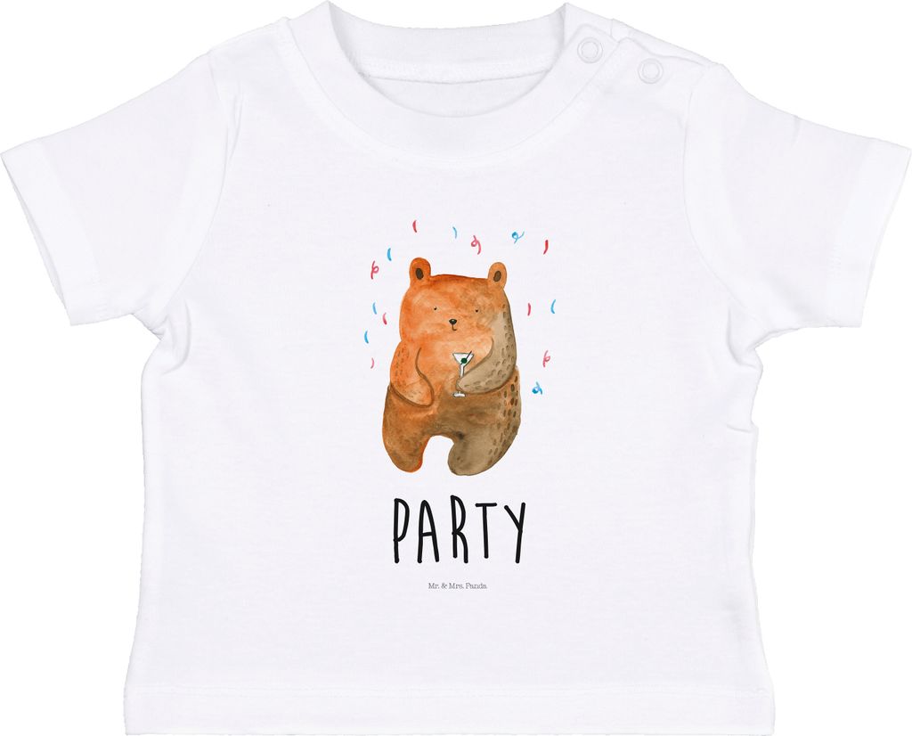 Mr. & Mrs. Panda T-Shirt Bär Party 0. - 6. Monat - Weiß - Geschenk, Babyshirt, Gute Laune, Teddy, Kinder, Lustig, Geburtstagsgeschenk, Baby Jerse...