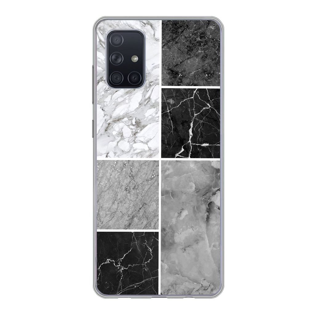 MuchoWow Handyhülle Schutzhülle Hülle für Samsung Galaxy A51 5G Marmor - Schwarz - Weiß Silikon Softcase Handy Hülle - Abbildung
