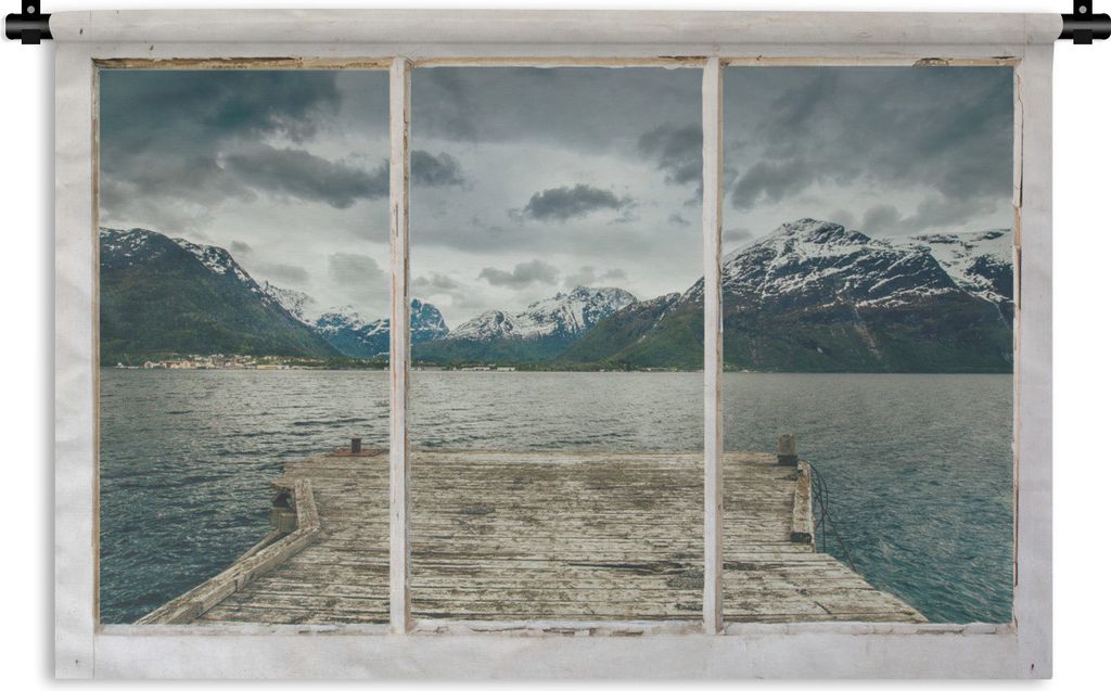 MuchoWow Wandteppich Wandbehang Aussicht - Steg - Wasser 120x80 cm Tapisserie Dekoration Wandtuch - Wanddekorationen - Wandtücher