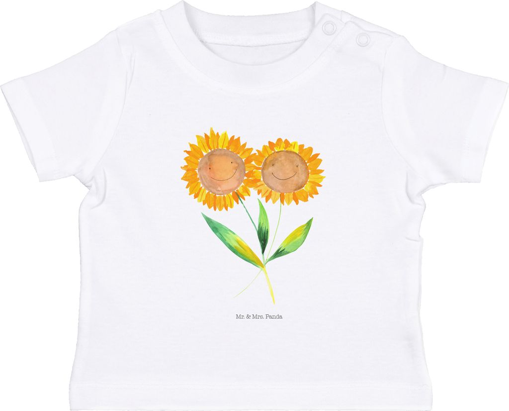Mr. & Mrs. Panda Babyshirt Blume Sonnenblume 0. - 6. Monat - Weiß - Geschenk, Lieblingsmensch, Baby Oberteil, T-Shirt, Jerseyshirt, Garten, Beste ...