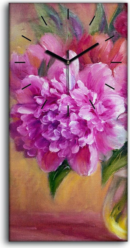 Küche Wohnzimmer Wand Leinwand Uhr 30x60 Gemälde Blumen Produktbild 