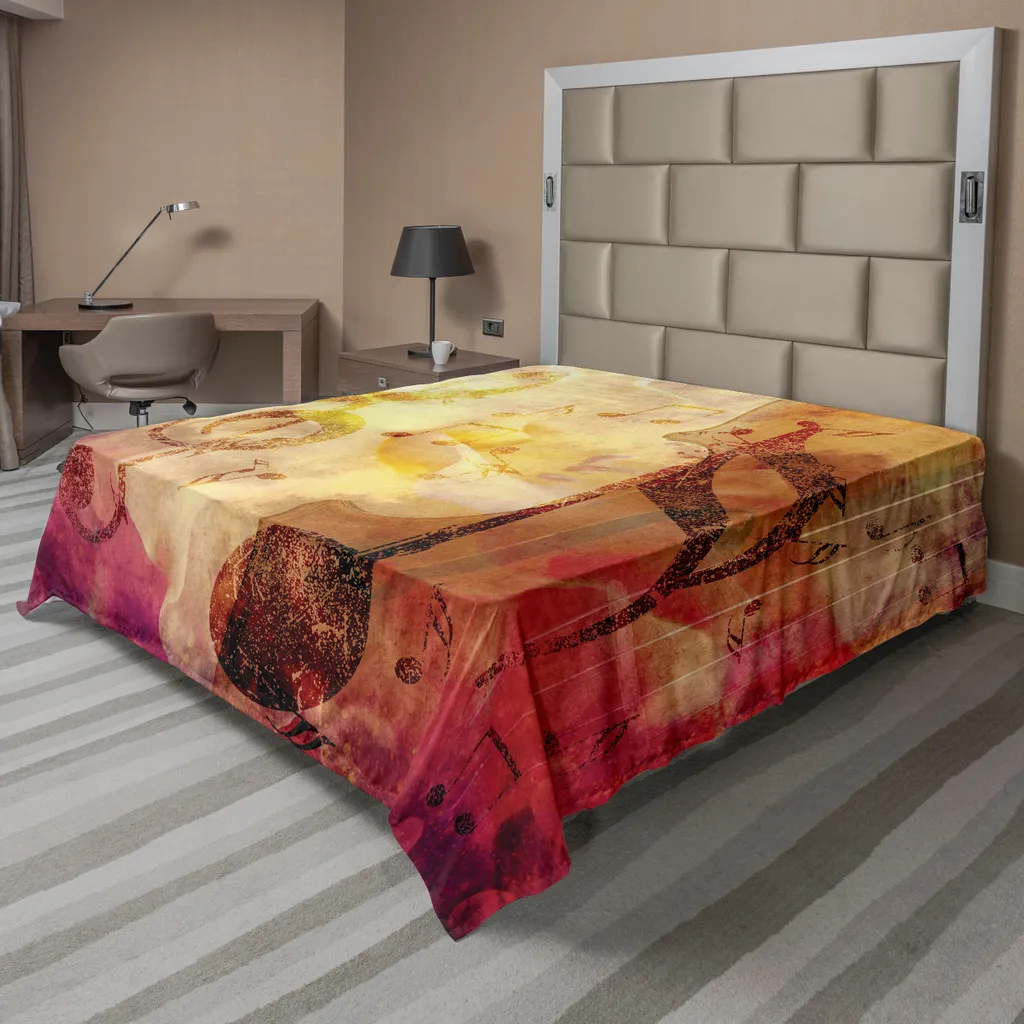 ABAKUHAUS Drap de lit musical style grunge multicolore 275x260 cm