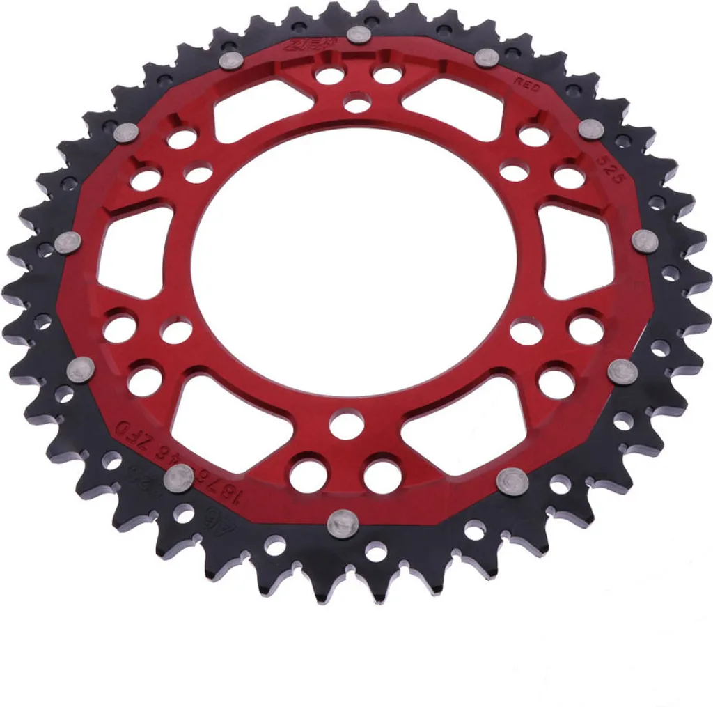 Couronne ZF Dual 46 dents rouge 525 en acier et aluminium ultra légère