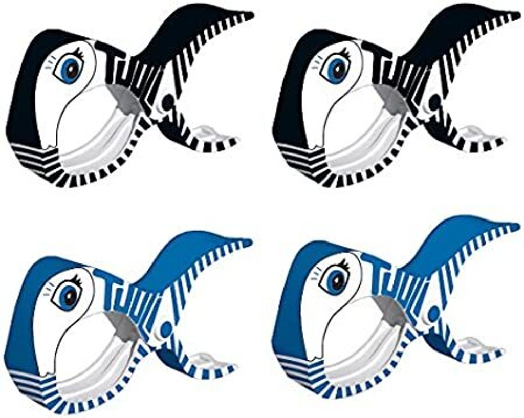 tuuli Große Clips Strand Klammern für Strandtuch Wäscheklammern Klammer Strandliege Yacht Kinderwagen Zubehör (2X Schwarz + 2X Blau)