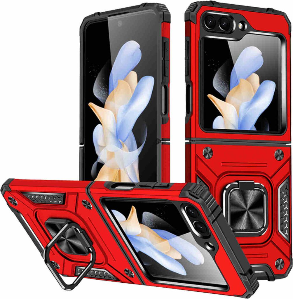 Für Samsung Galaxy Z Flip5 5G Armor Magnet Ring Cover Handy Hülle Tasche Rot Neu