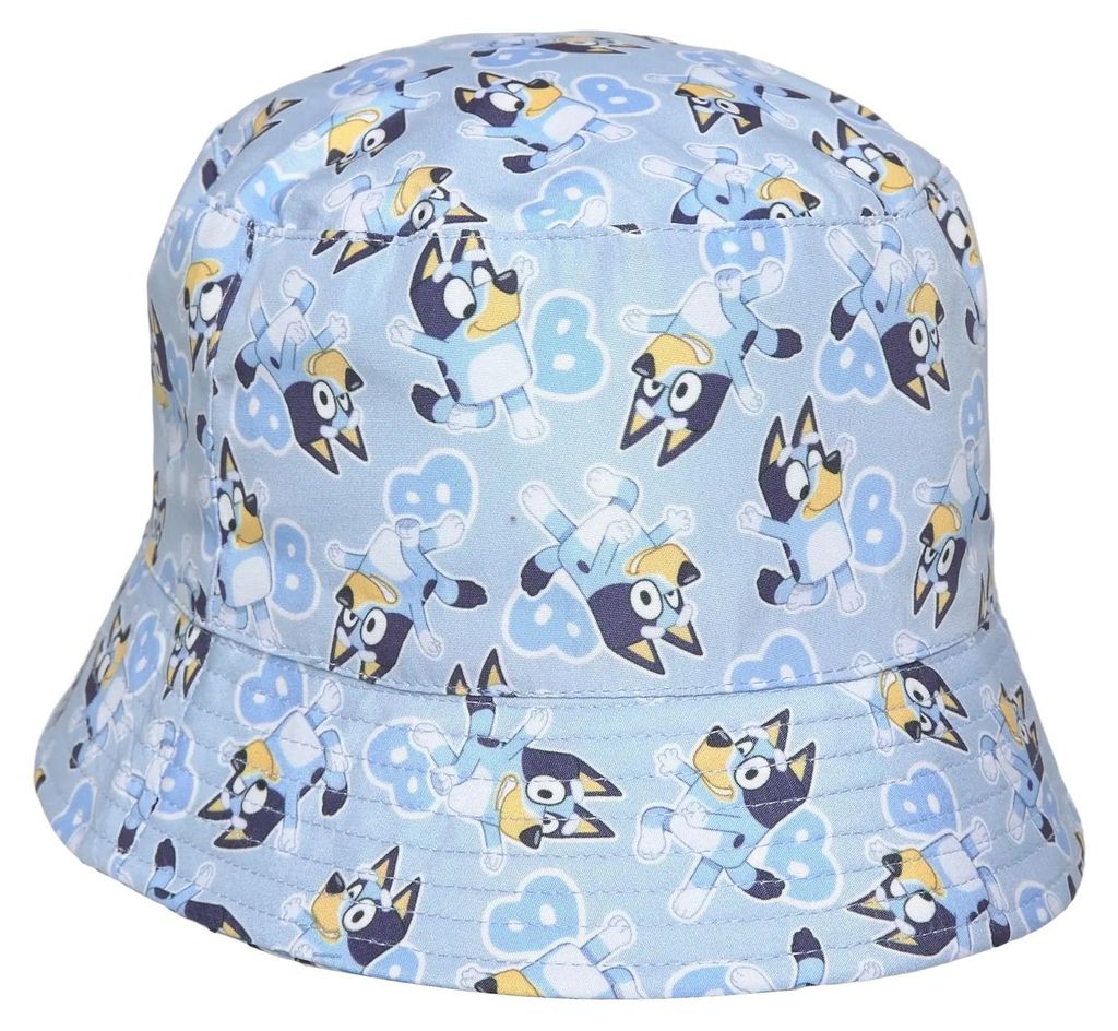 Bluey Kinder Fischerhut Bucket Hat Jungen Mädchen Gr. 52 54 Anglerhut Bob Hut Baumwollfutter Sommer, Farbe:Hell-Blau, Größe:54