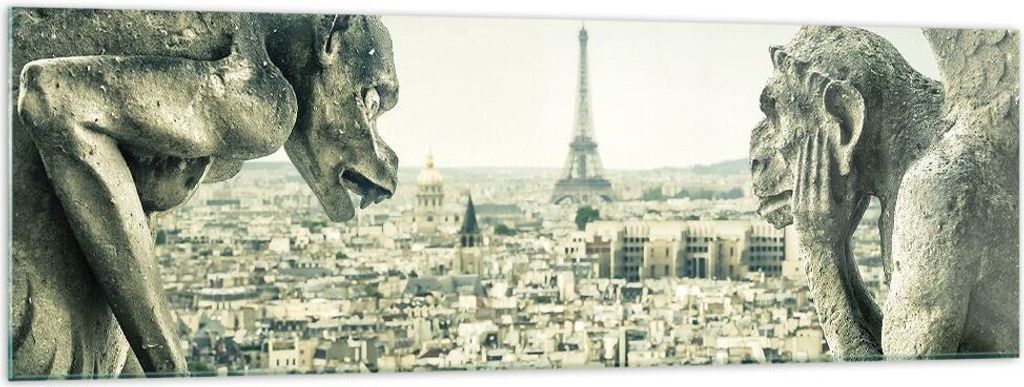 Bilder auf glas - Einteilig - Wasserspeier Paris Notre-Dame - 160x50cm - Glasbilder - Wandbilder - Bilder - Wanddekoration aus Glas - Glas Bilder -...