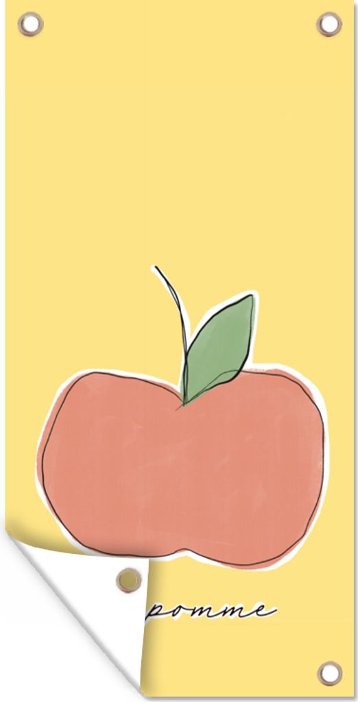 MuchoWow 30x60 cm Outdoor-Poster Gartendeko Sichtschutz Garten Poster für den Garten Apfel - Obst - Text