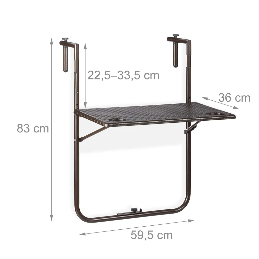 Table de balcon suspendue et rabattable pour petit espace extérieur - 4