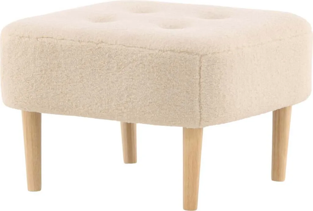 Grand Pouf Salon Beige 60cm Salina - Assise Confortable en Chêne Oak