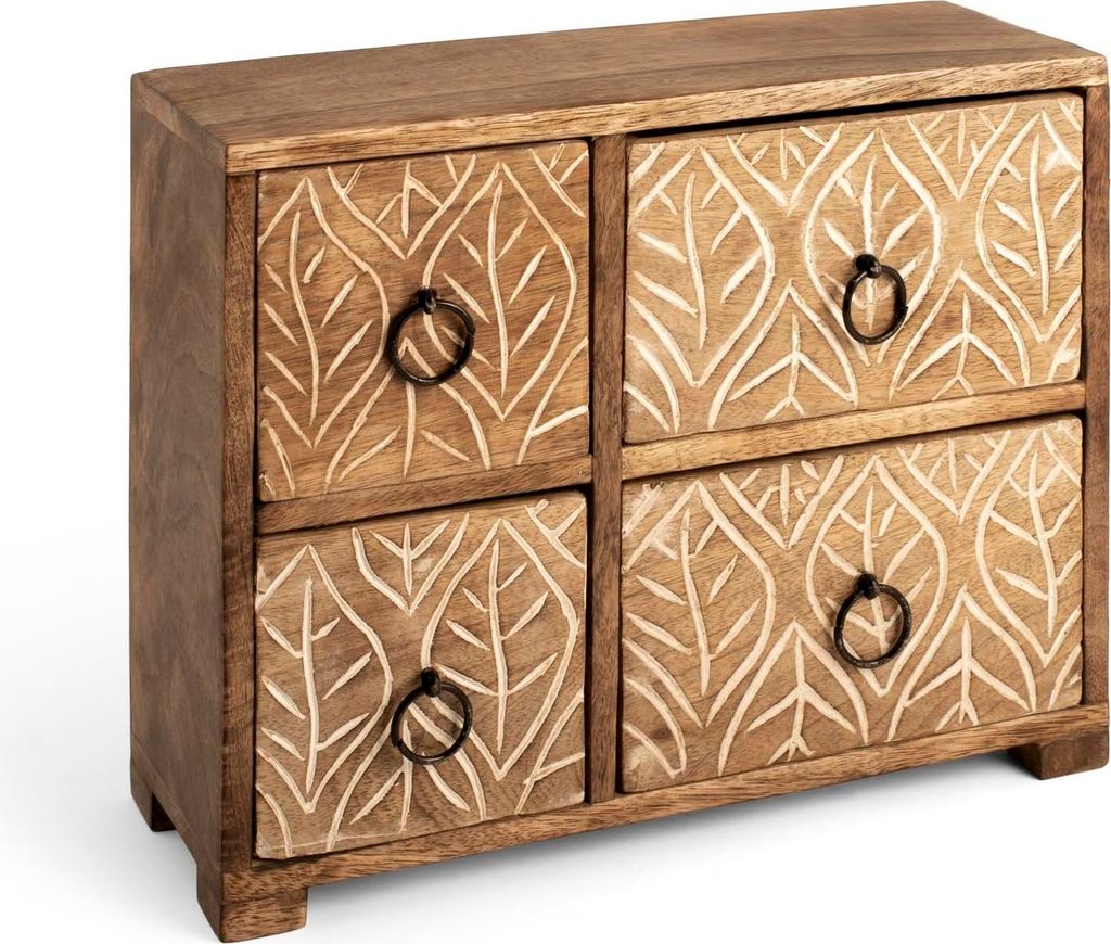 H&H Schmuckhalter aus geschnitztem Mangoholz, 9 x 10 x 25 cm