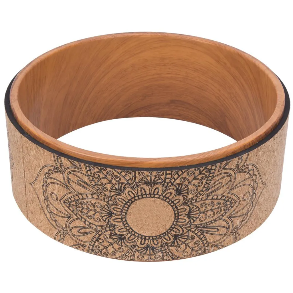 Roue de yoga en gomme PU et noyau bois robuste pour étirement dorsal