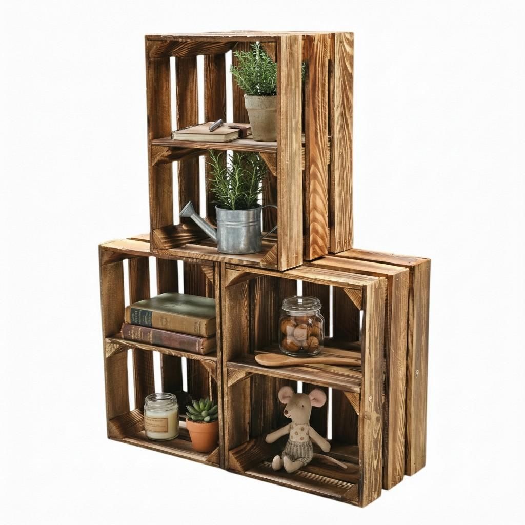 Cassa in legno fiammato 40x30x25 cm - Cassa per frutta Immagine del prodotto 