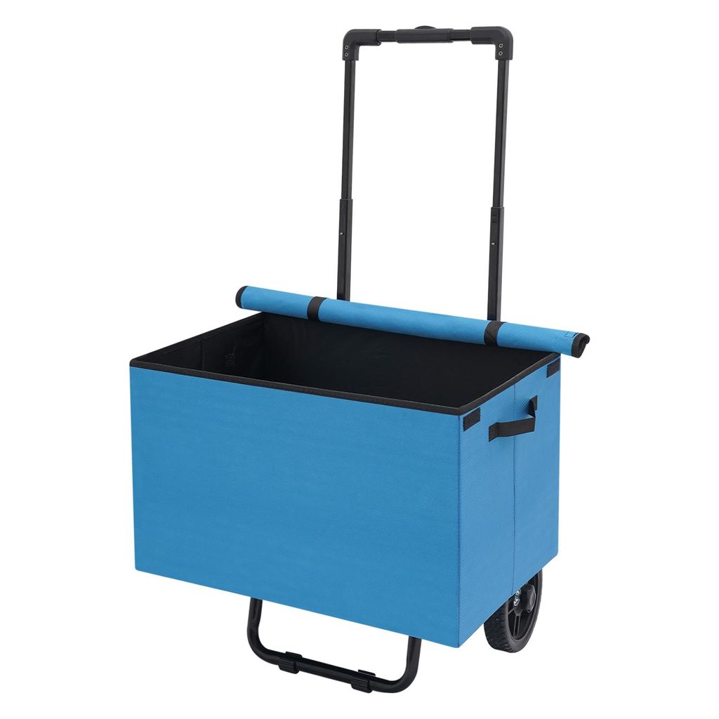 Klappbarer Handwagen mit Rädern Einkaufswagen Blau tragbarer Transportwagen 64L
