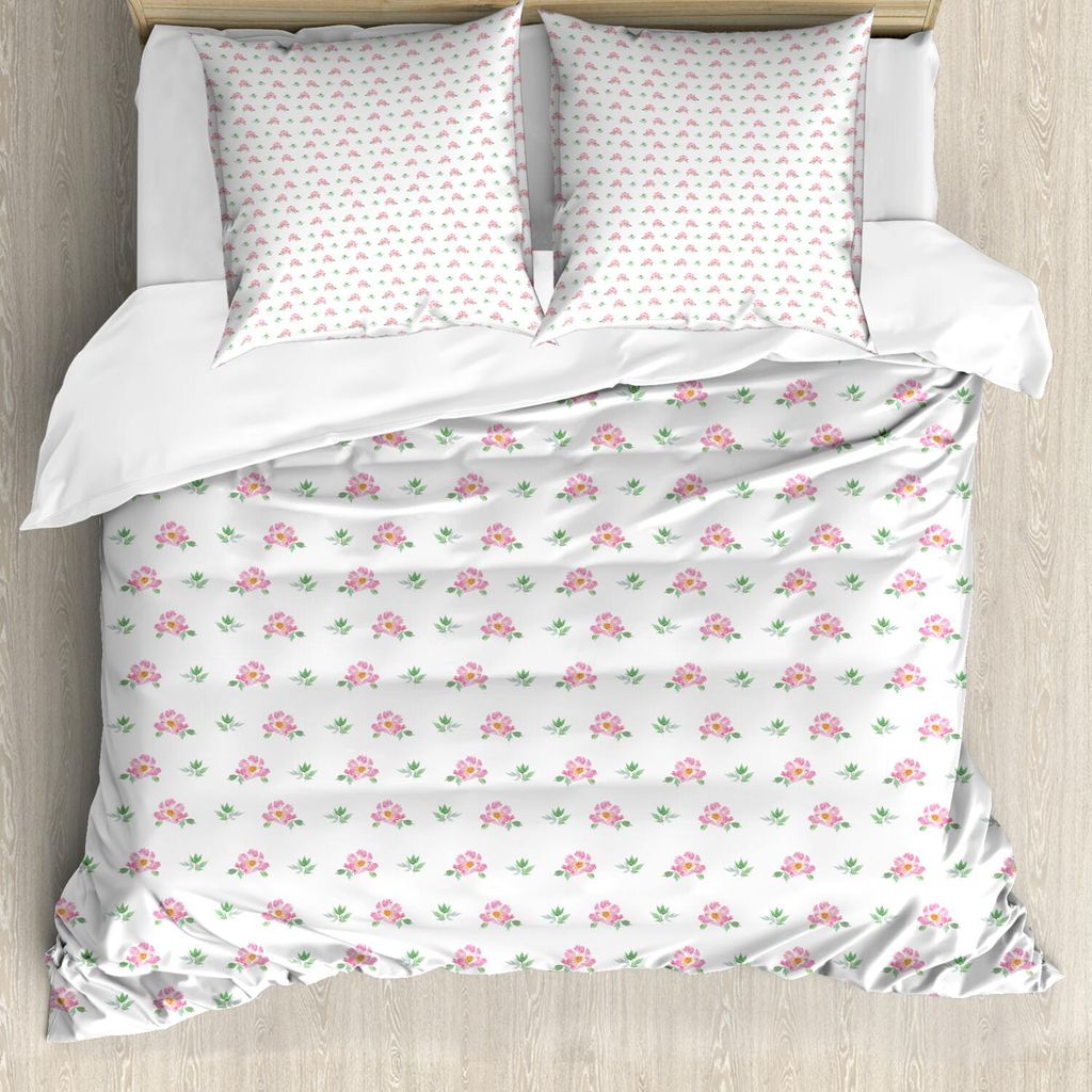 ABAKUHAUS Aquarell Blumen Bettbezug Set, Pastell-Plumeria-romantische Niederlassungen schäbiges Sommer-blühendes Artsy, 200 x 200 cm + 80 x 80 cm...